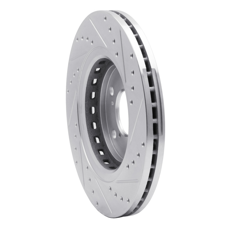 Acura MDX Brake Rotor (1) - Front Left - R1 Concepts - Drilled & Slotted - Silver - `15-`25